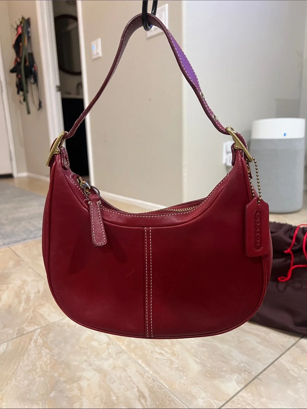 Coach Burgundy Leather Shoulder Bag